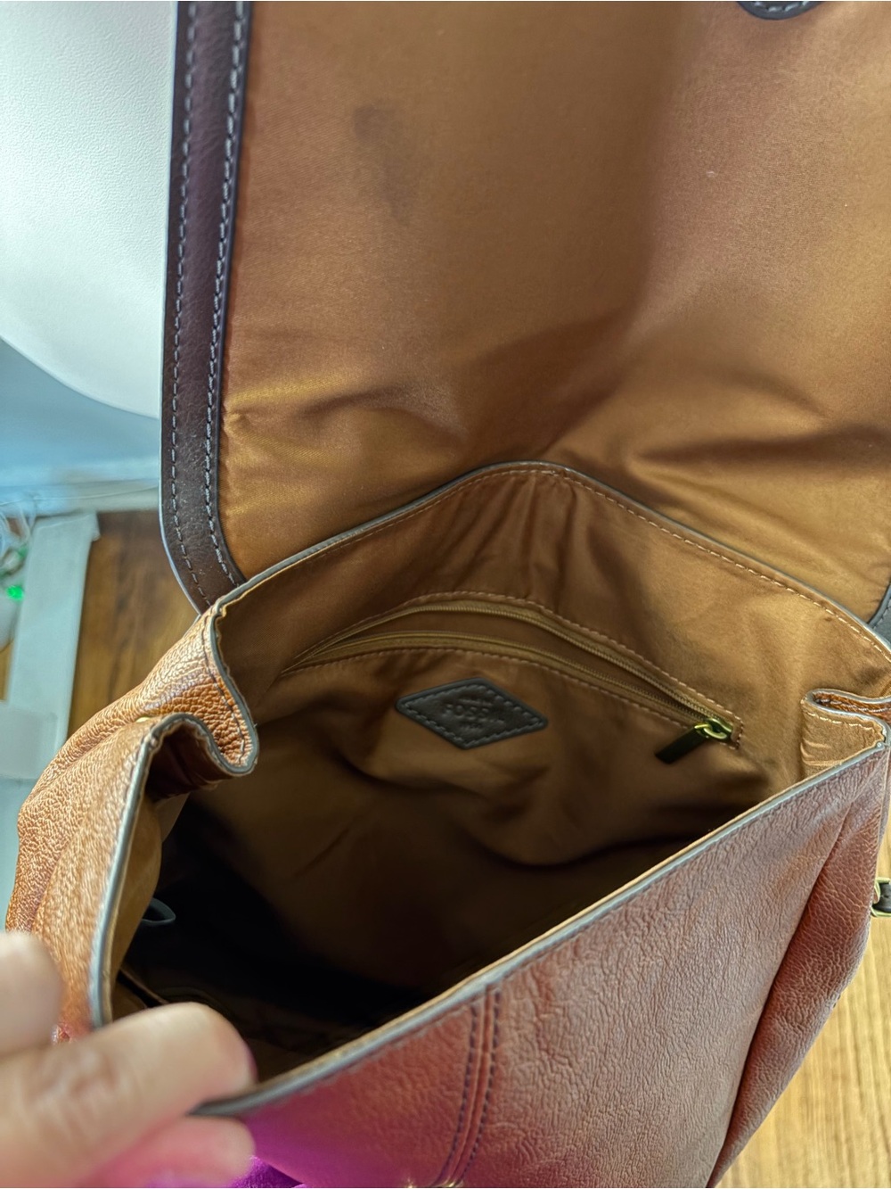 Fossil Claire Chestnut Brown Leather Backpack - Picture 5 of 11